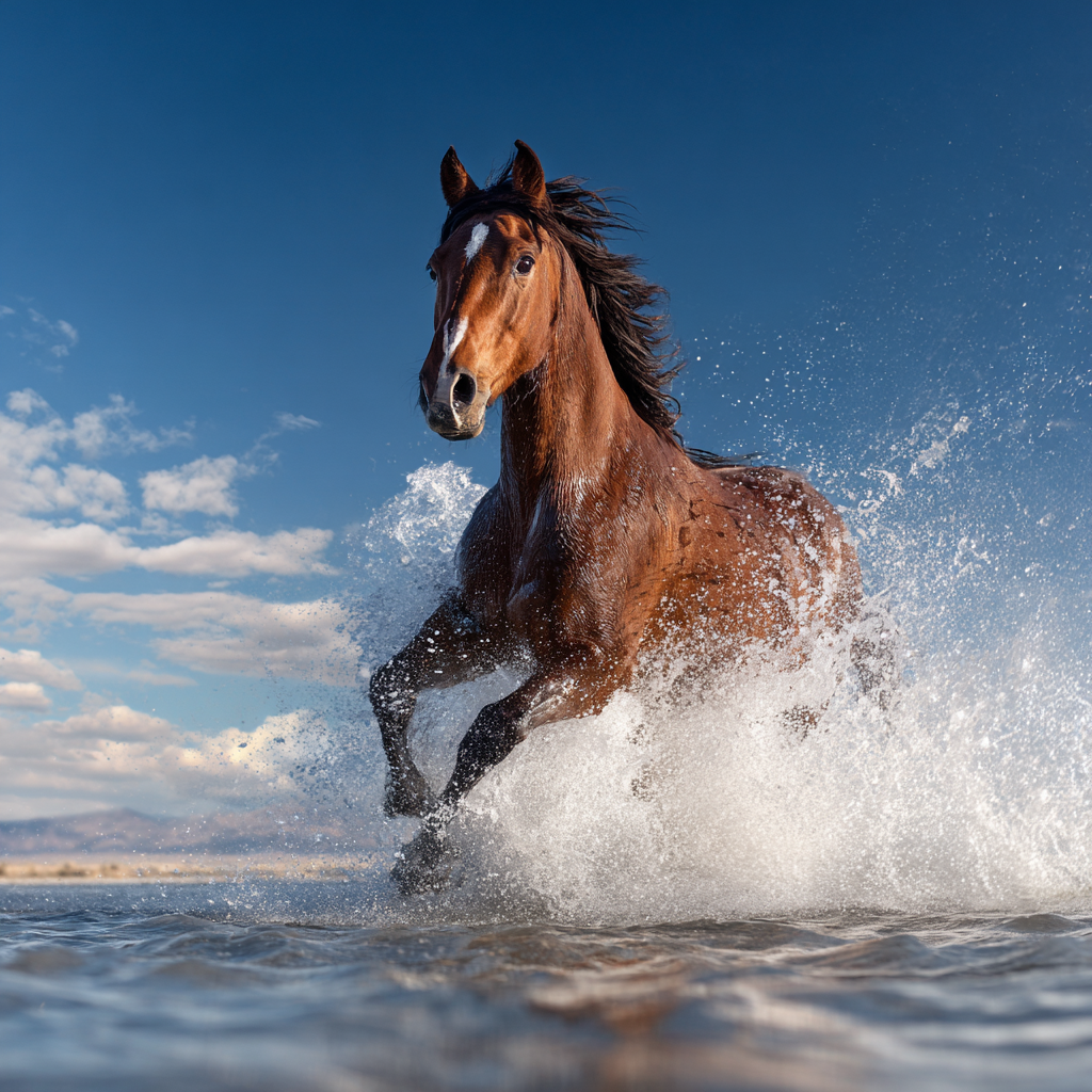 Realistic Horse Galloping Through Shallow Water