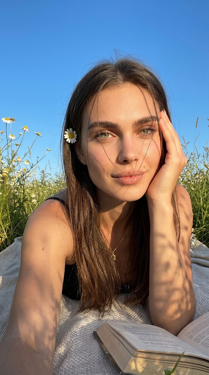 Candid Summer Selfie with Wildflowers