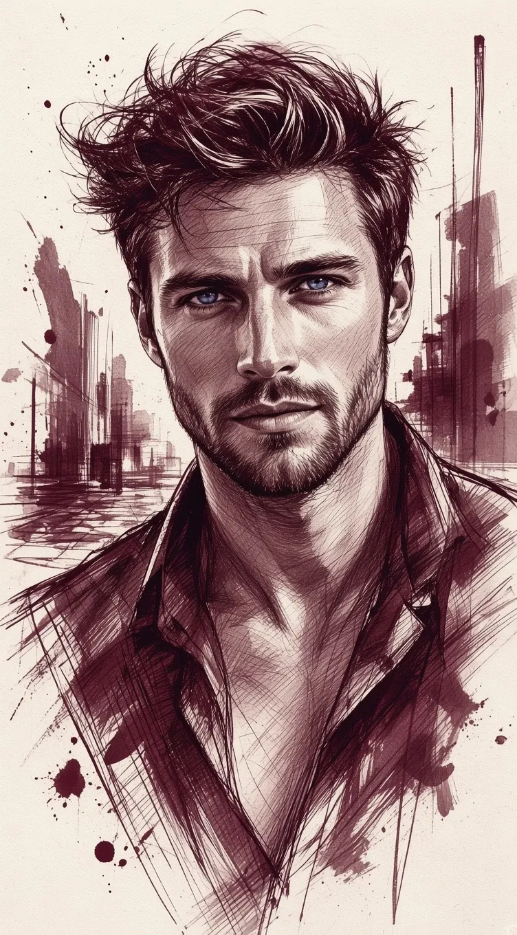 Burgundy Ink Fashion Portrait output 2