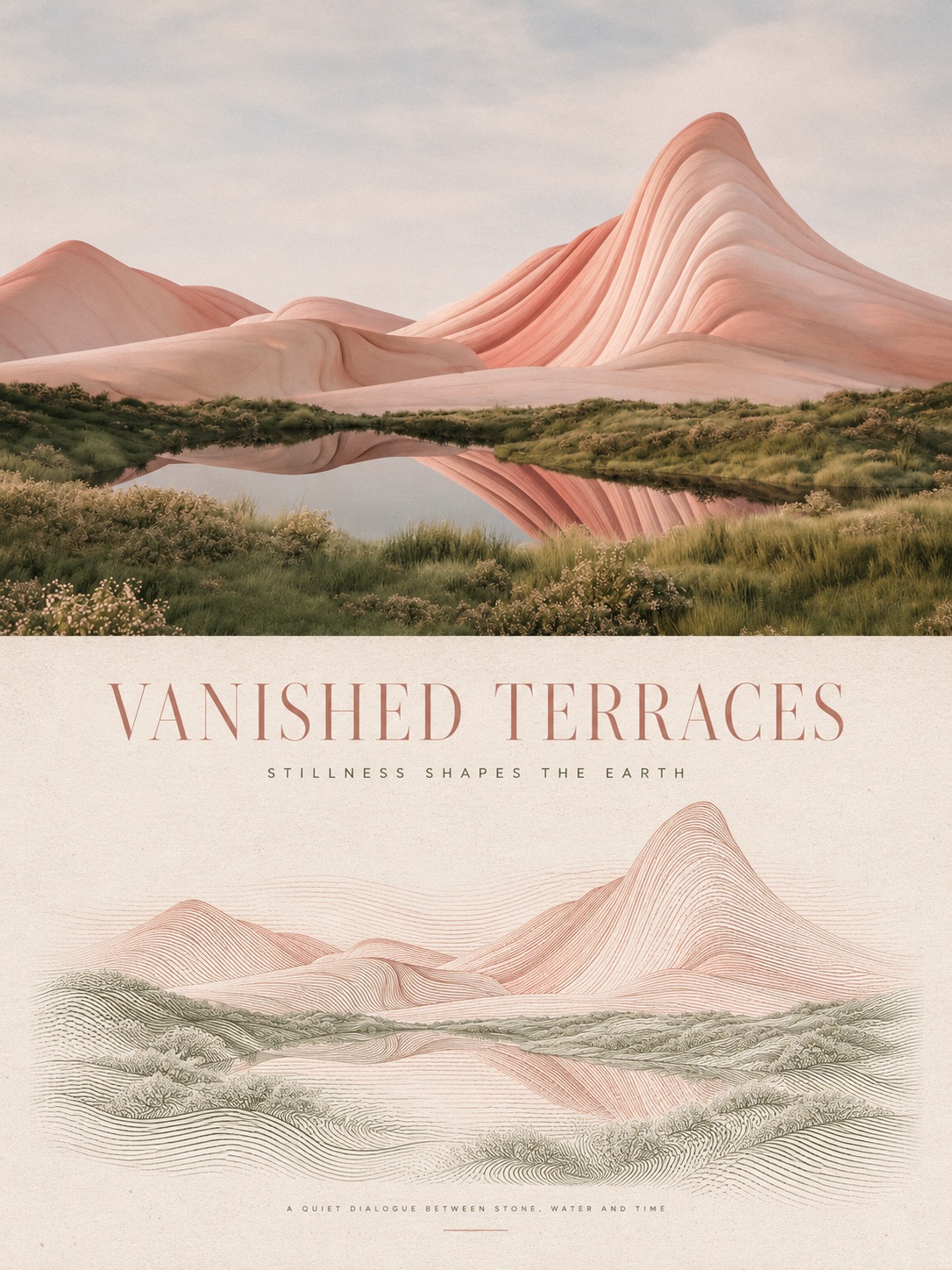 Experimental Art Poster with Flowing Line Engraving output 3