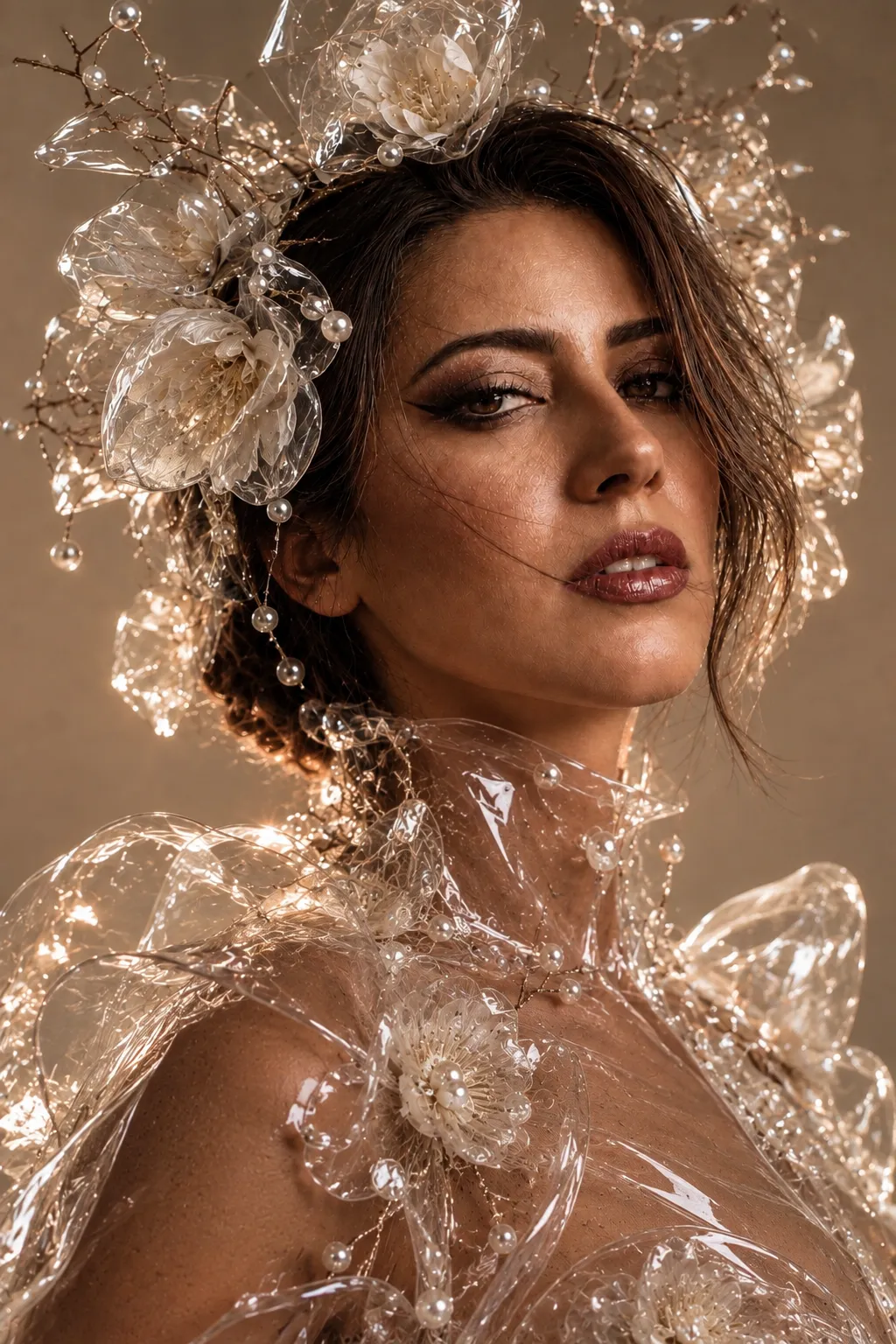 Transparent Bloom: Pearl Organic Couture Editorial
