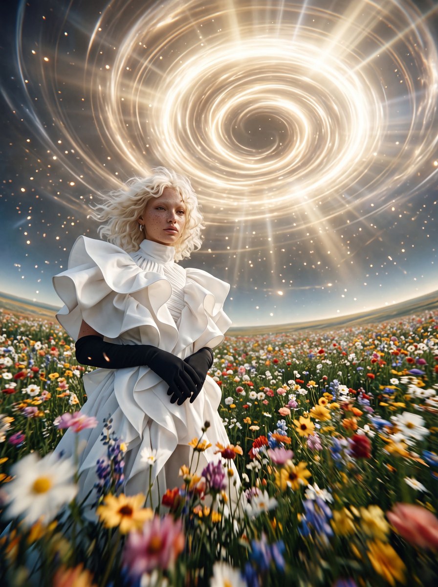 Cosmic Vortex Wildflower Meadow Portrait