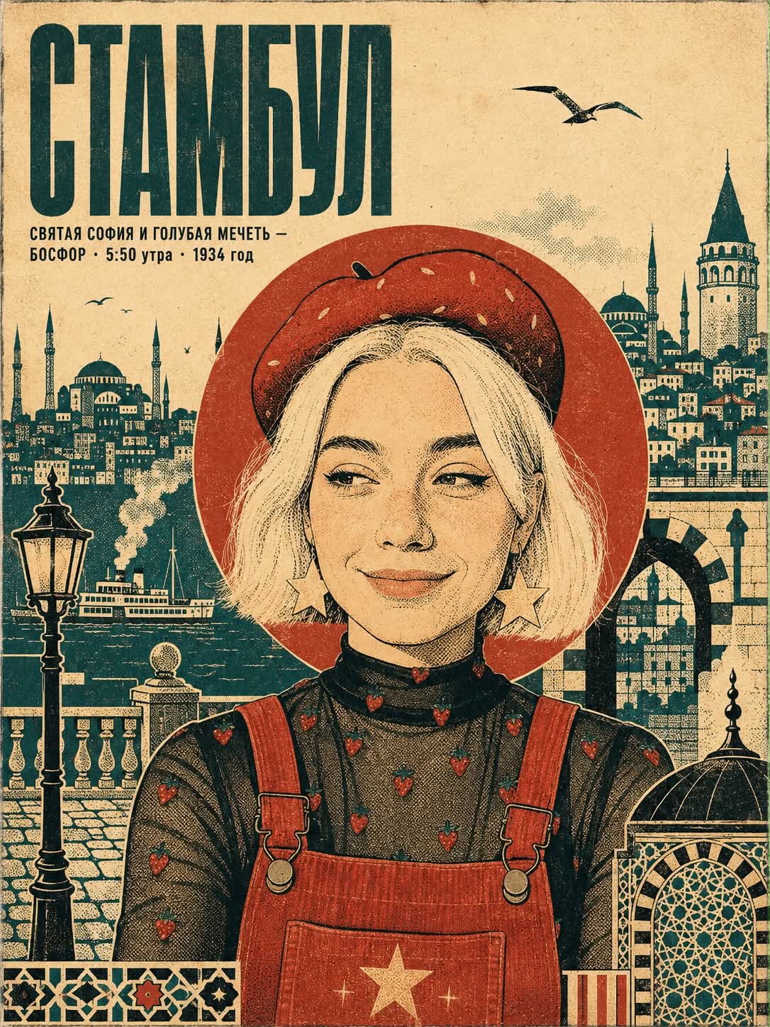 Istanbul Vintage Stencil Architecture Poster output 3