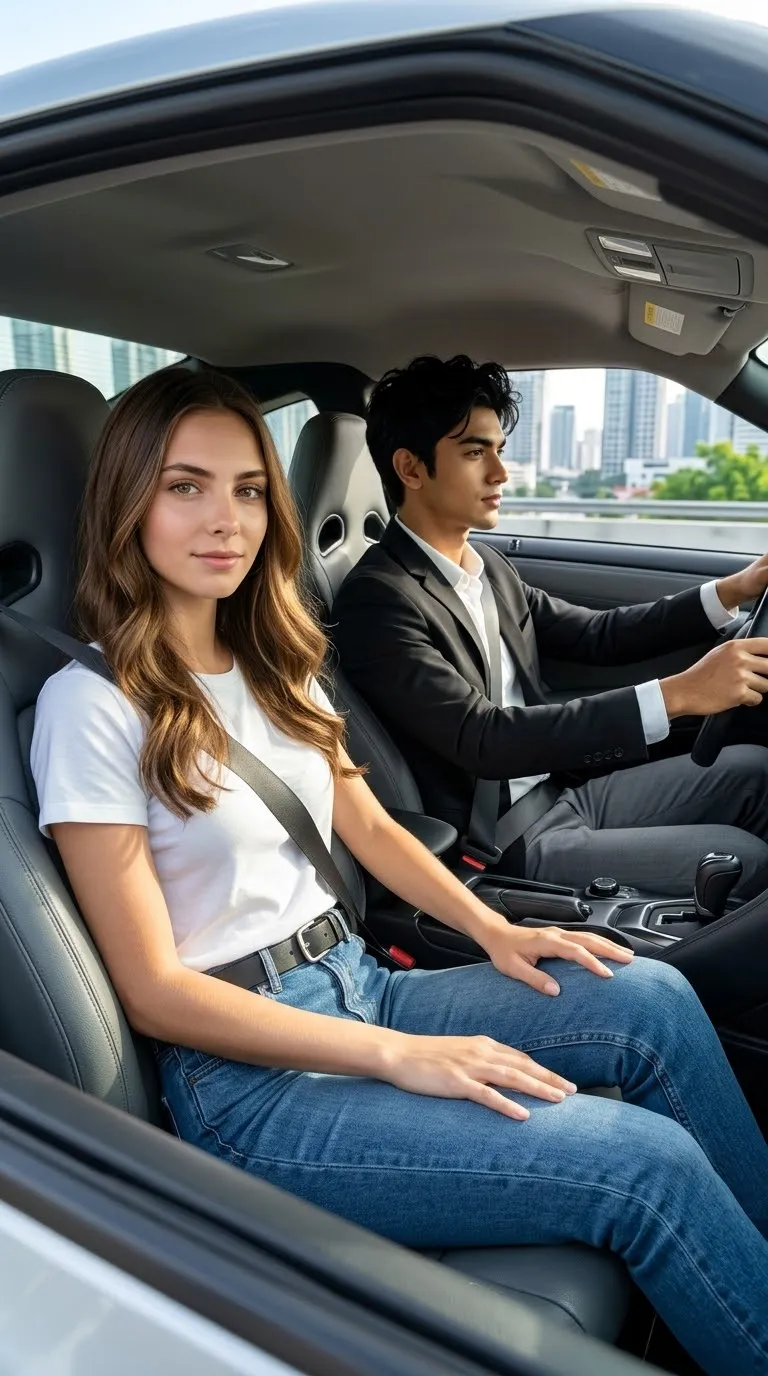 Photorealistic Couple in a Nissan GT-R output 2