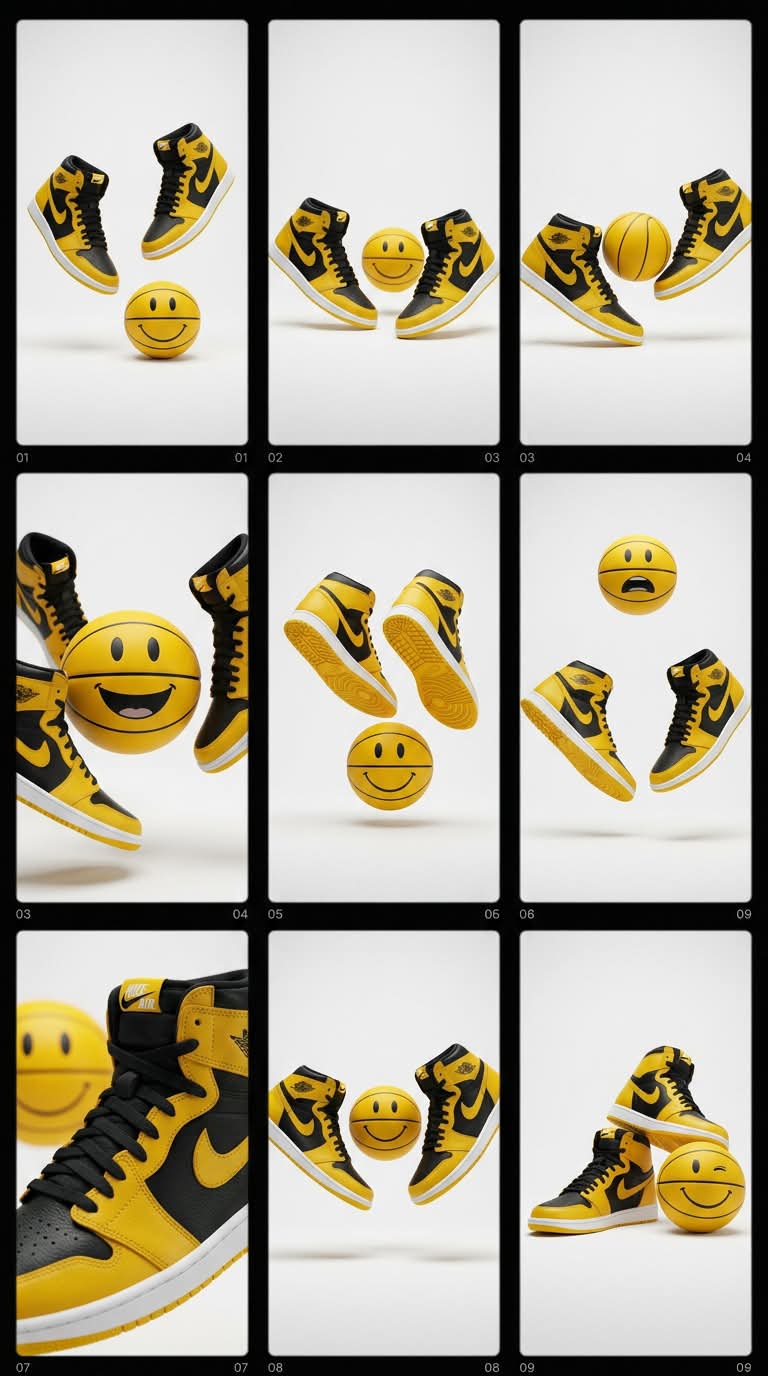 Dancing Air Jordan 1 Sneakers and a Smiley Basketball