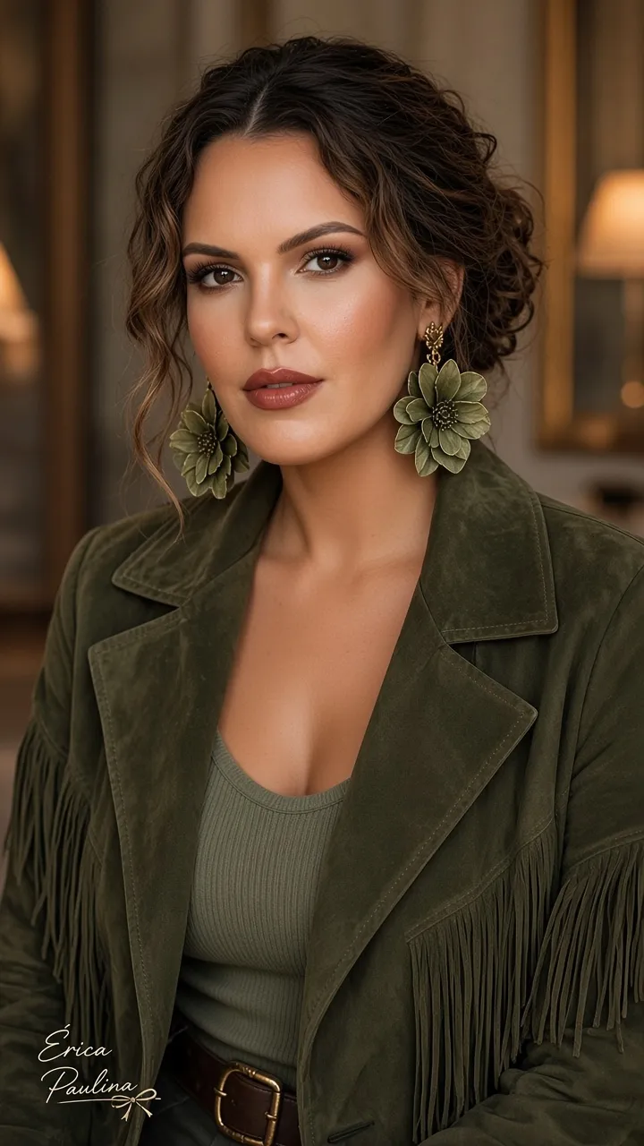 Olive Green Boho-Chic Editorial Portrait output 5