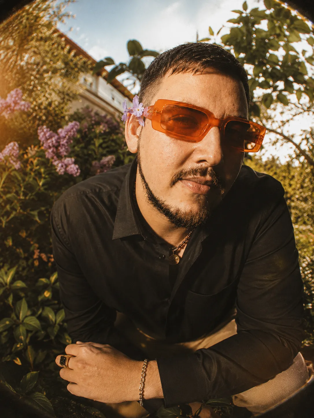 Retro Editorial Garden Portrait