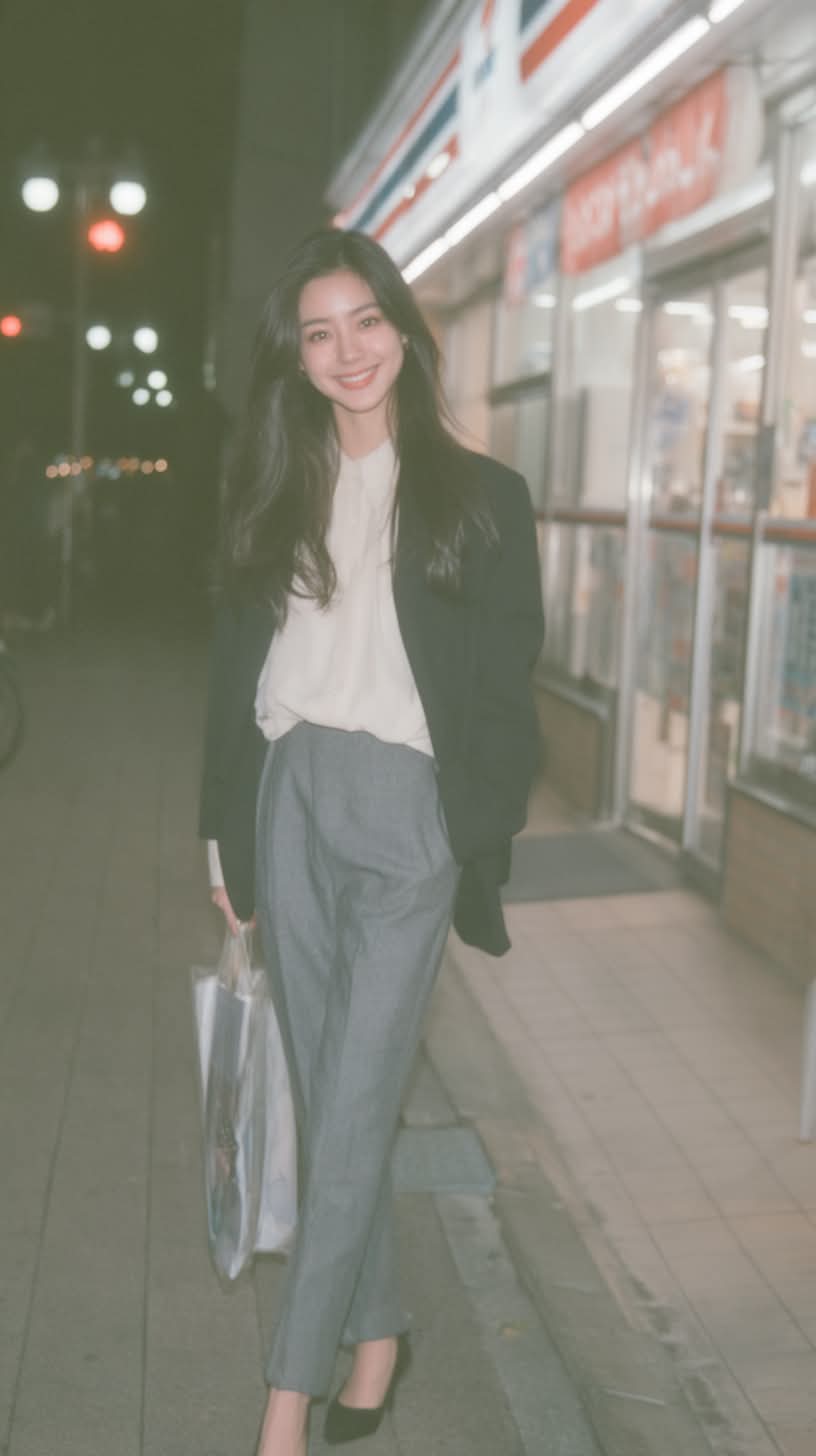 Nighttime Japanese Convenience Store Editorial Portrait output 1
