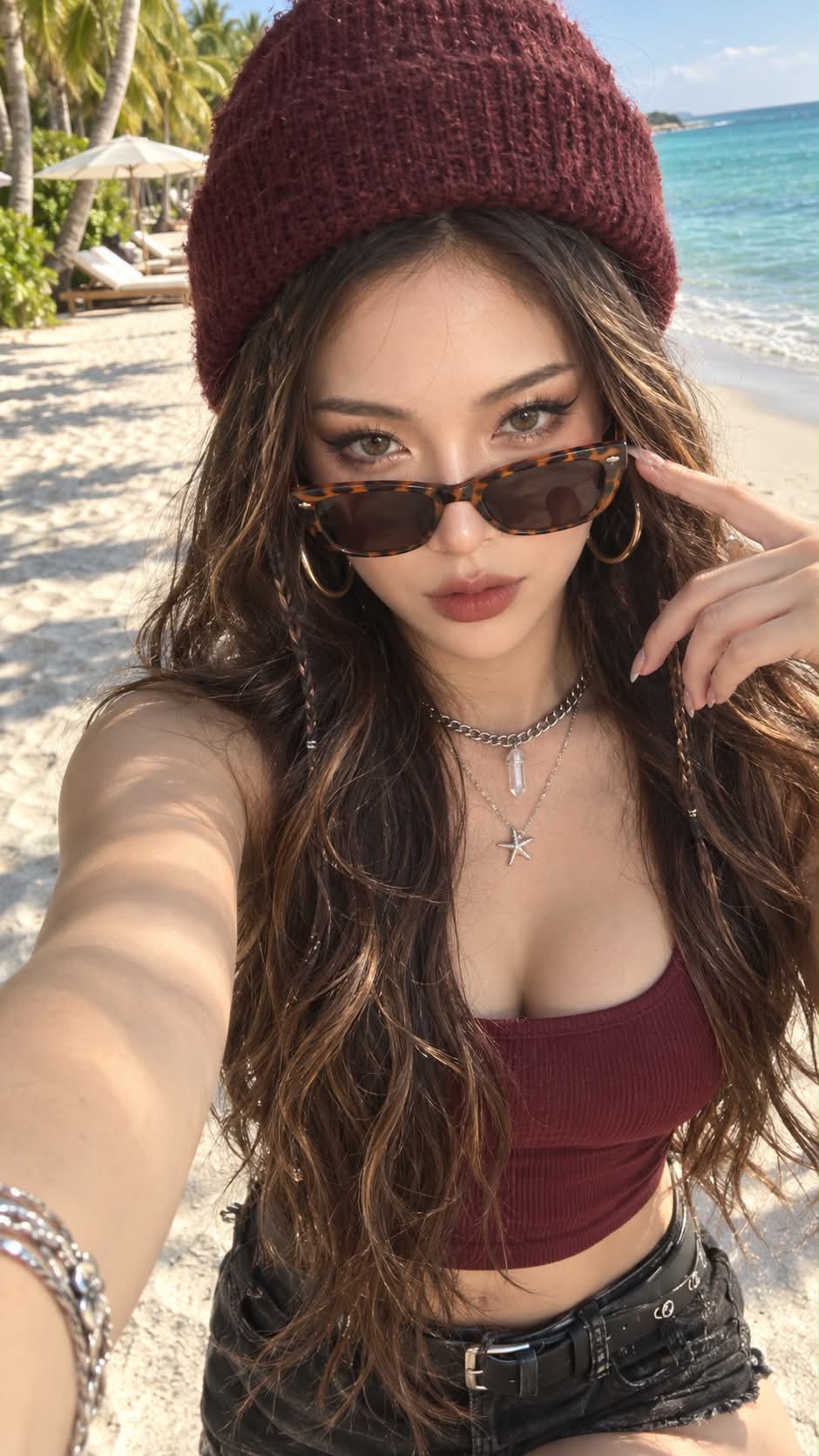 Confident Tropical Beach Selfie output 3