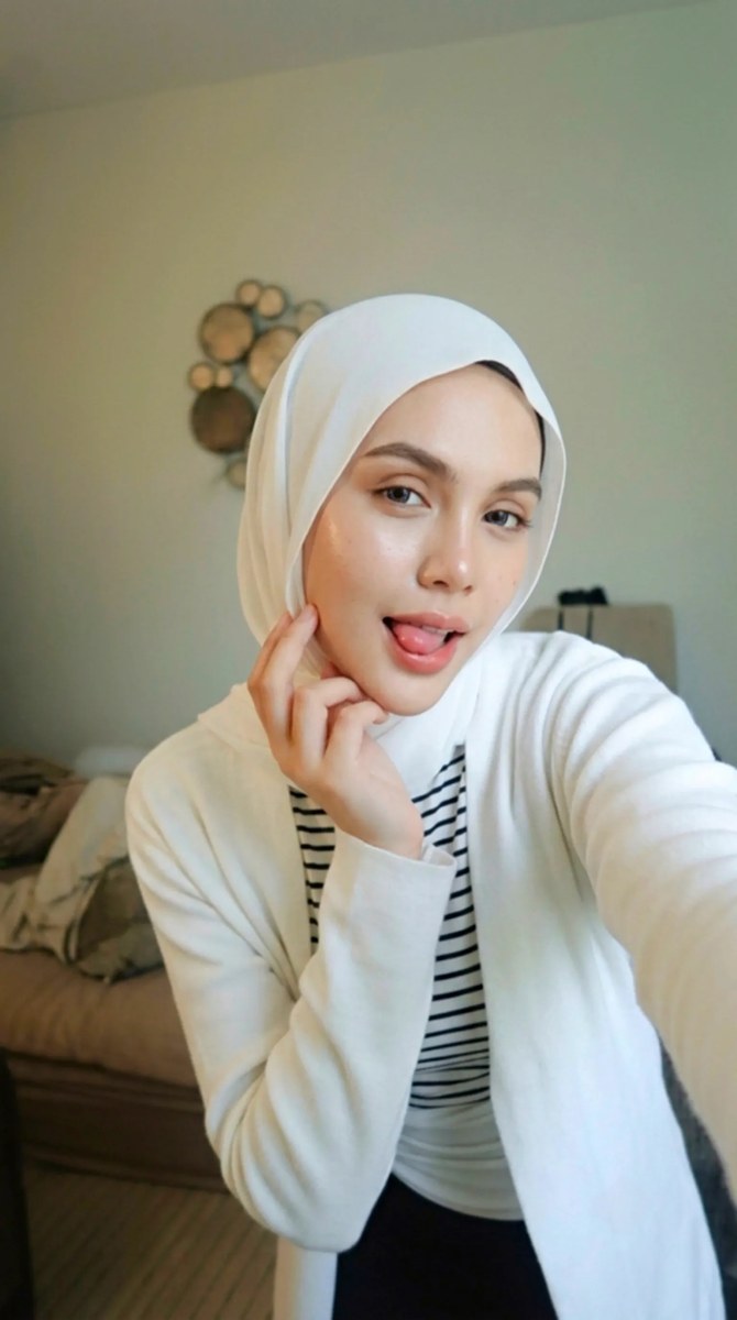 White Hijab Editorial Mirror-Selfie Portrait output 1