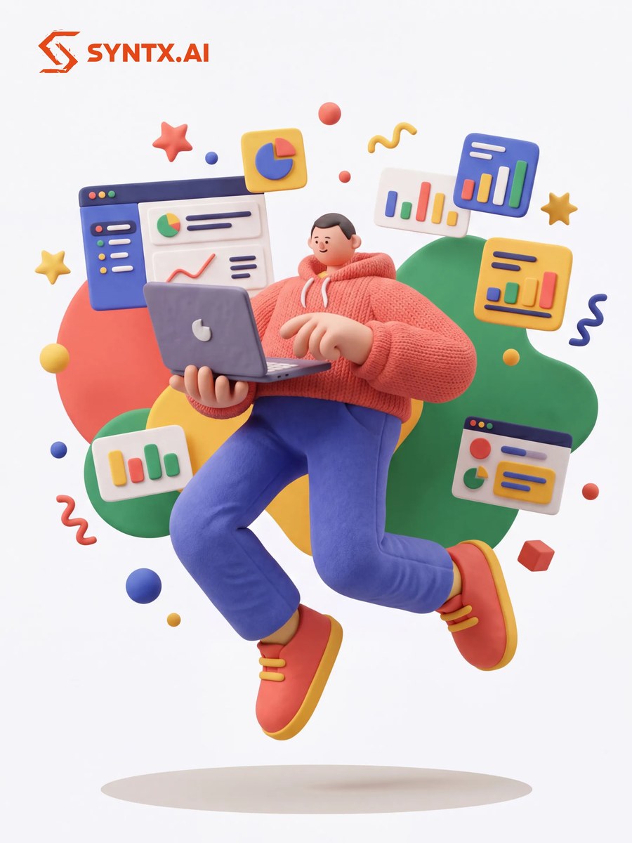 Playful 3D Editorial Illustration output 3