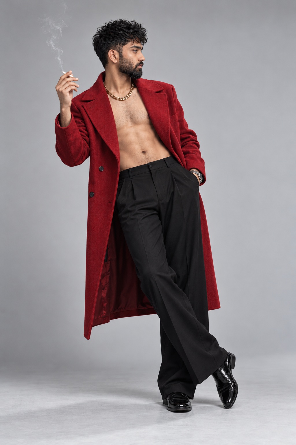 Crimson Smoke Fashion Portrait