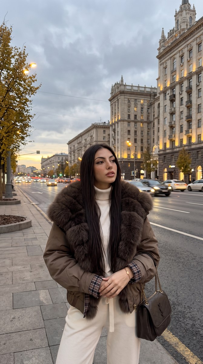 Autumn Blue-Hour Avenue Portrait