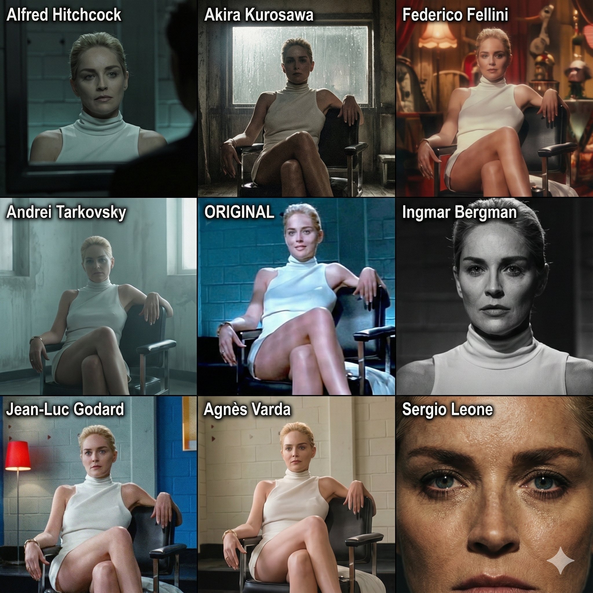 Director Variation Grid: One Still, Eight Auteur Re-Shoots output 1