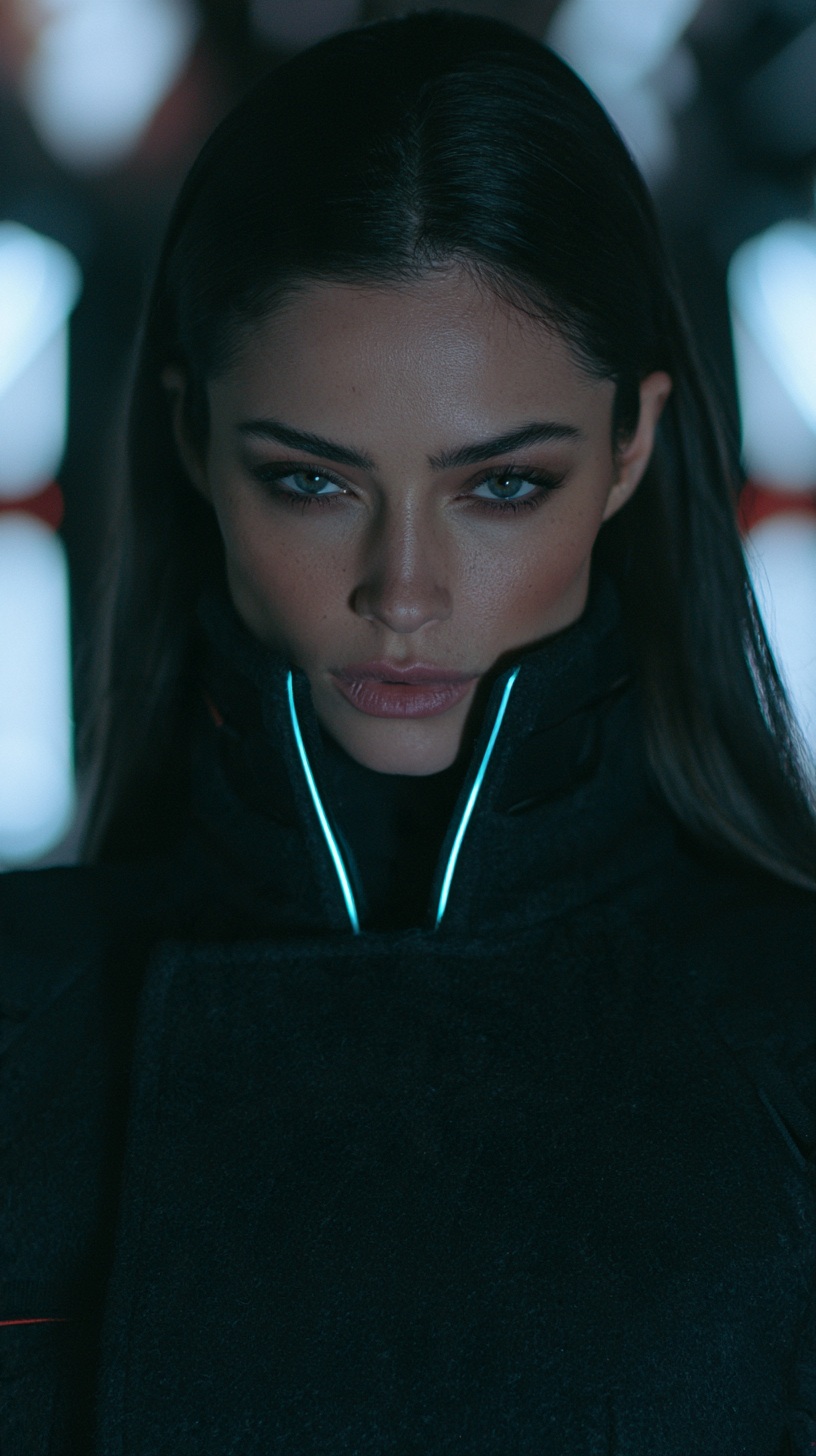 Cyberpunk Fashion Portrait Beneath a Holographic Billboard output 3