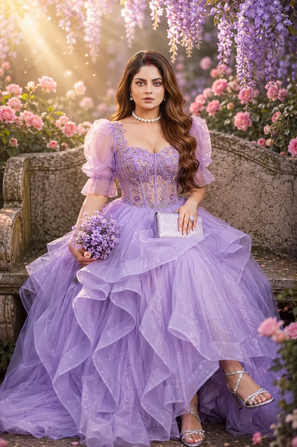 Young Woman in a Lavender Ballgown