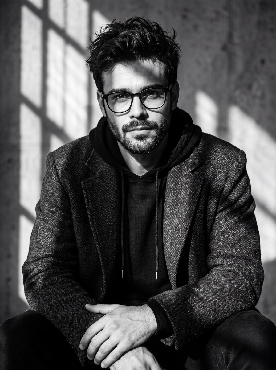 Monochrome Neo-Noir Editorial Portrait