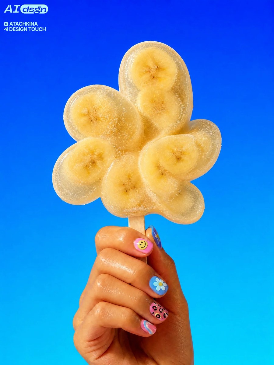 Banana Popsicle on an Electric Blue Background output 8