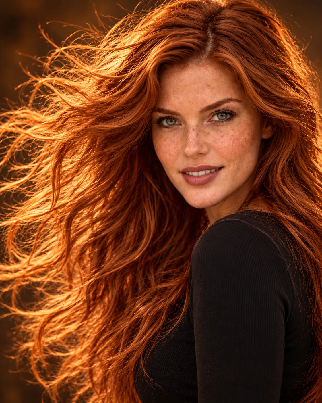 Windblown Copper Editorial Portrait output 1