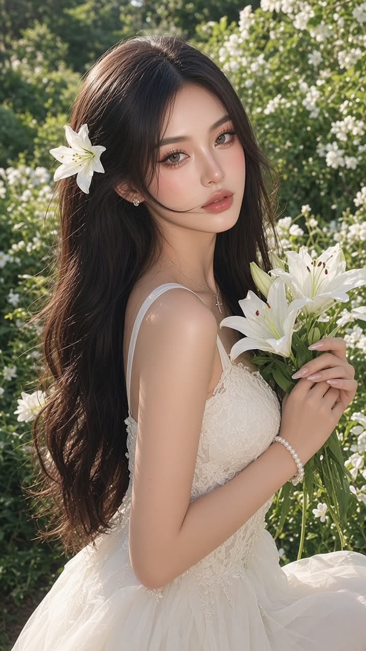Y2K White Lily Garden Portrait output 5