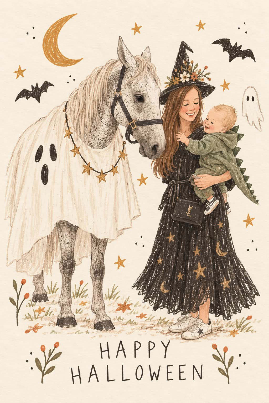 Hand-Drawn Halloween Greeting Card from a Photo output 3