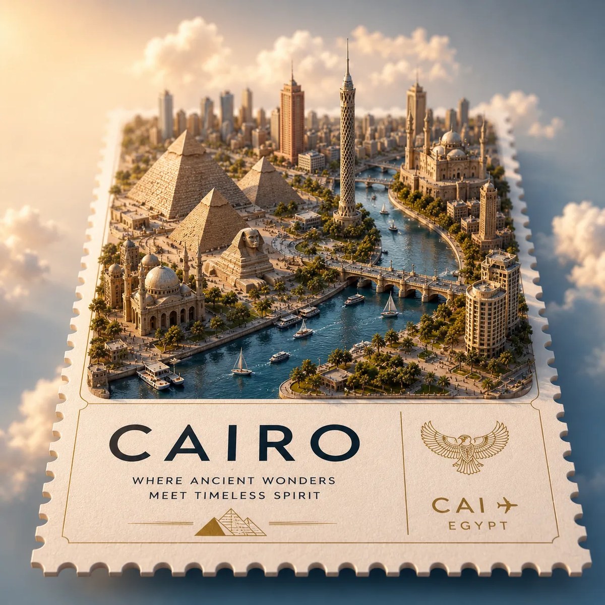 Miniature City Diorama Postage Stamp Travel Poster output 6