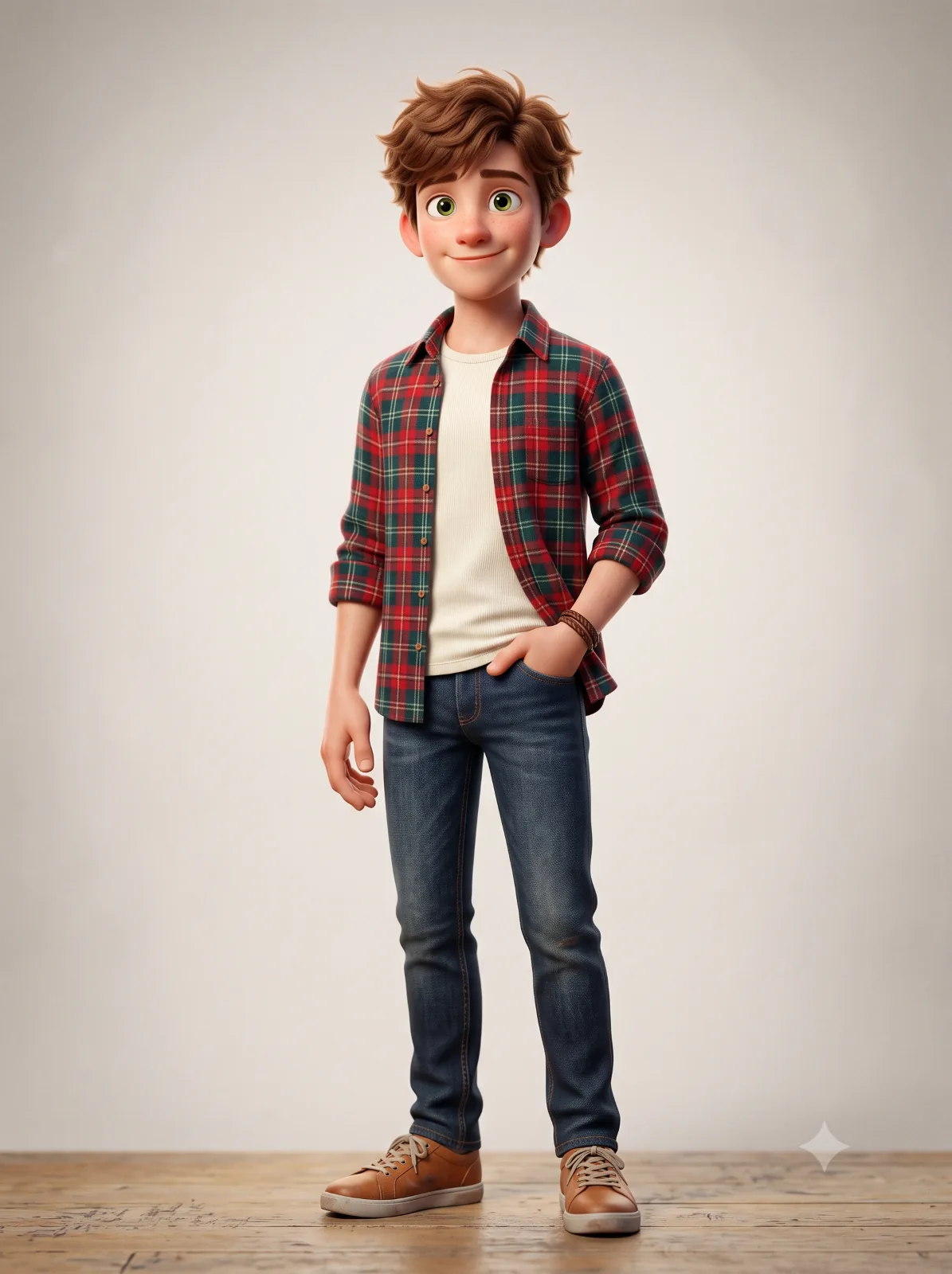 Friendly Teenage Boy in a Plaid Flannel