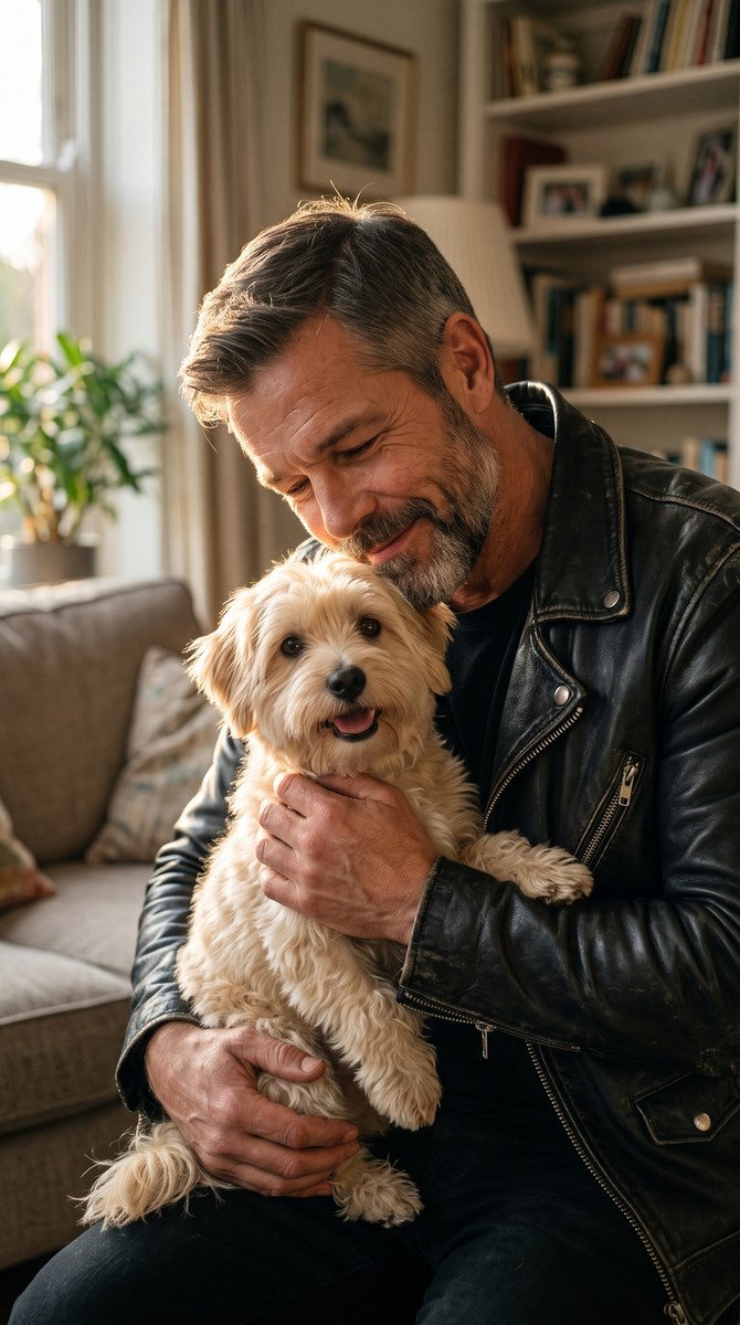 Documentary Portrait of a Man Hugging His Pet output 2