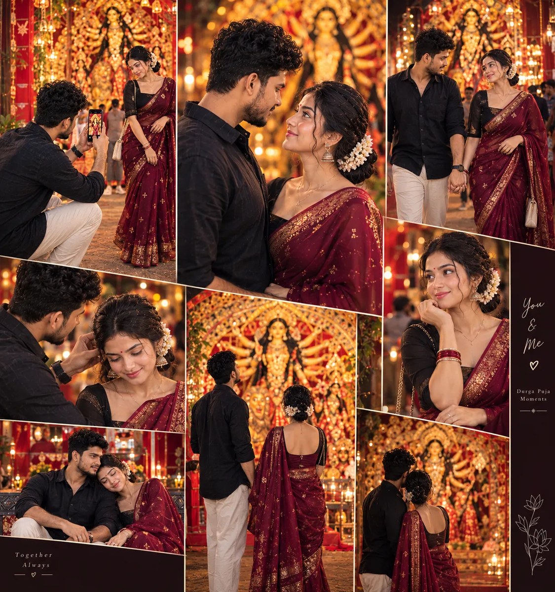 Durga Puja Couple Photo Grid output 1