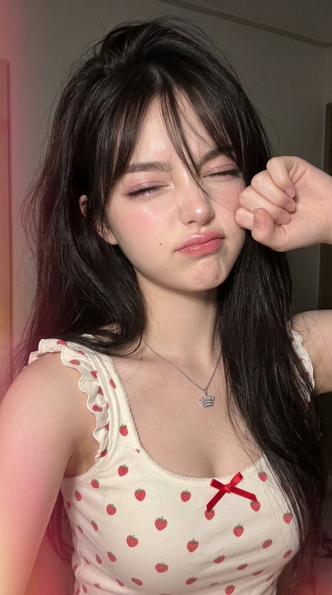 Playful Korean-Style Flash Selfie Edit output 2
