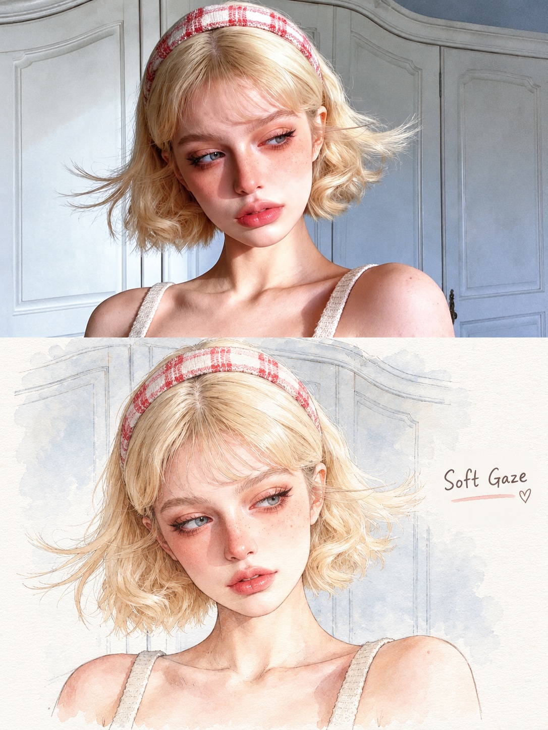 Original Photo and Japanese Transparent Watercolor Comic