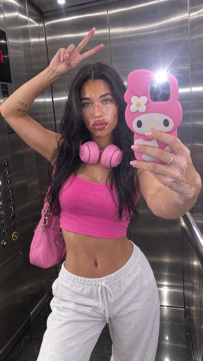 Pink Elevator Mirror Selfie