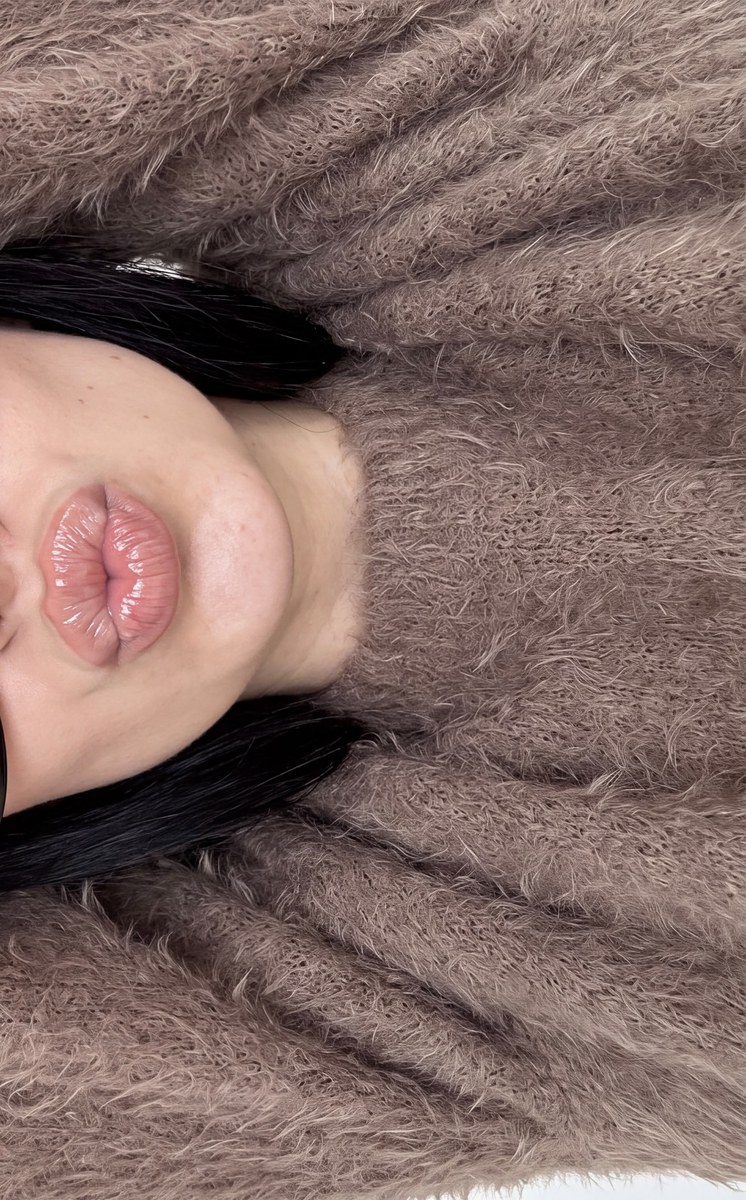 Photorealistic Close-Up Selfie in a Fuzzy Taupe Sweater output 2