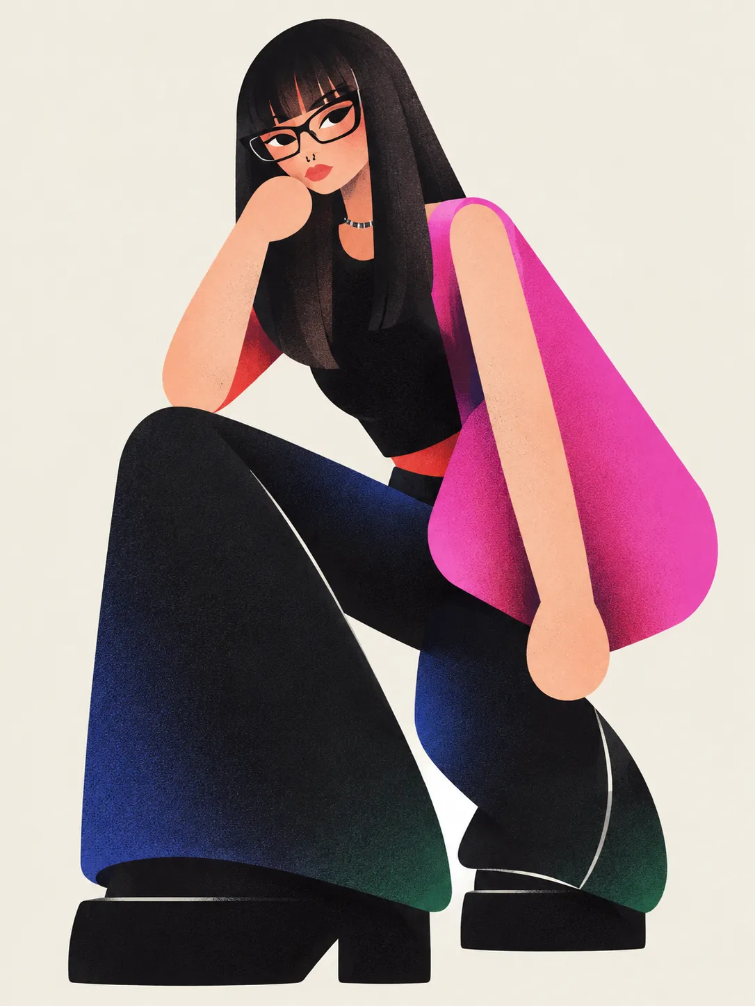 Geometric Editorial Character Poster from a Reference