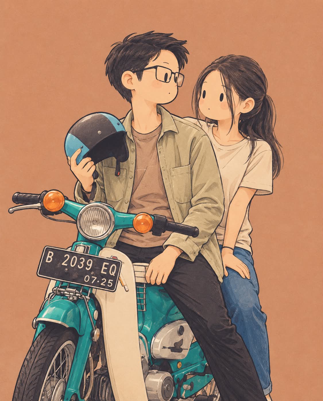 Minimalist Japanese Indie Portrait Illustration