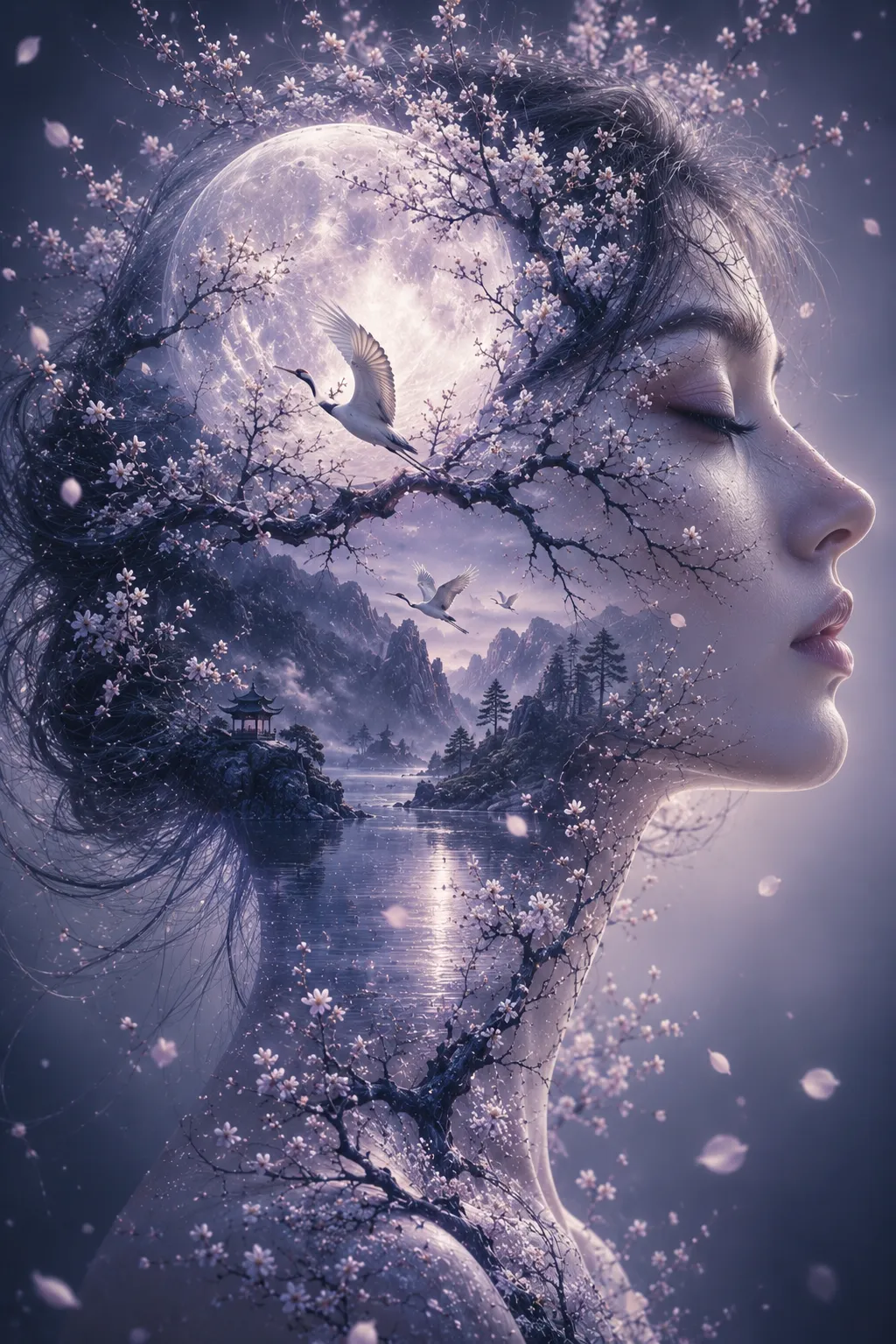 Karelian White Night: Double-Exposure Fantasy Portrait output 2