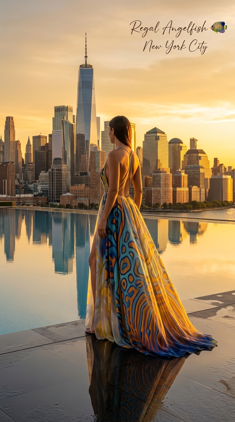 Fish-Inspired Couture Rooftop Portrait output 4