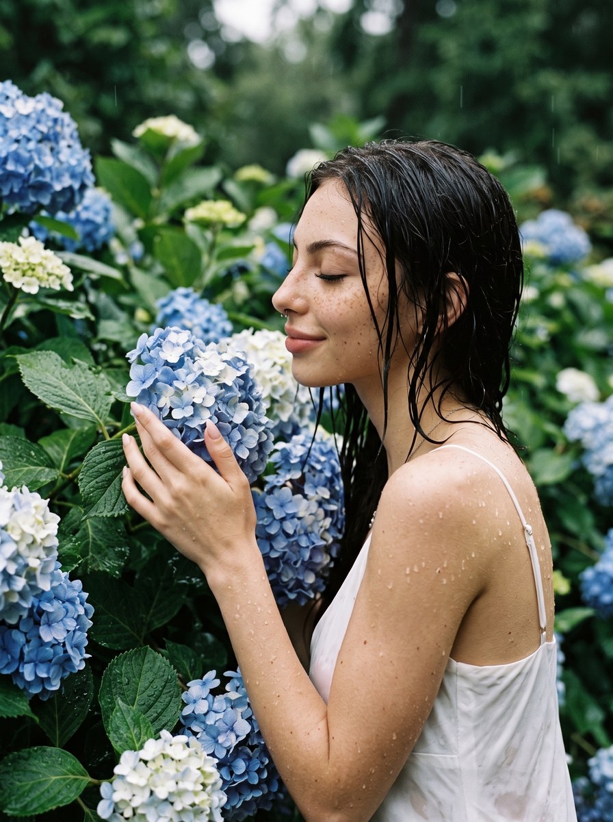 Serene Hydrangea Garden Portrait