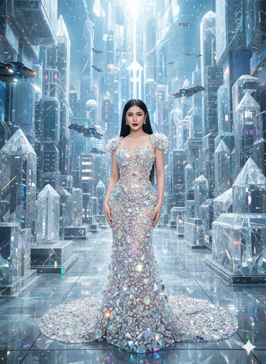 Crystal City Portrait with a Crystal Dress