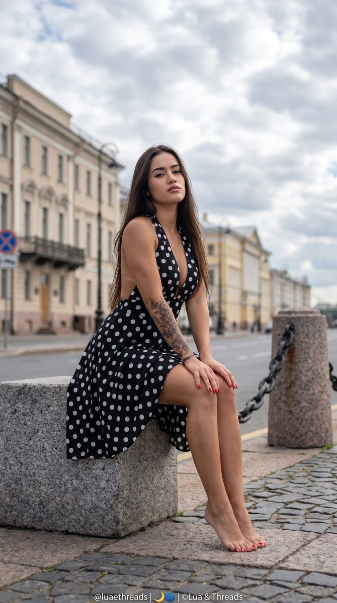 Classic Polka-Dot Fashion Editorial by the River