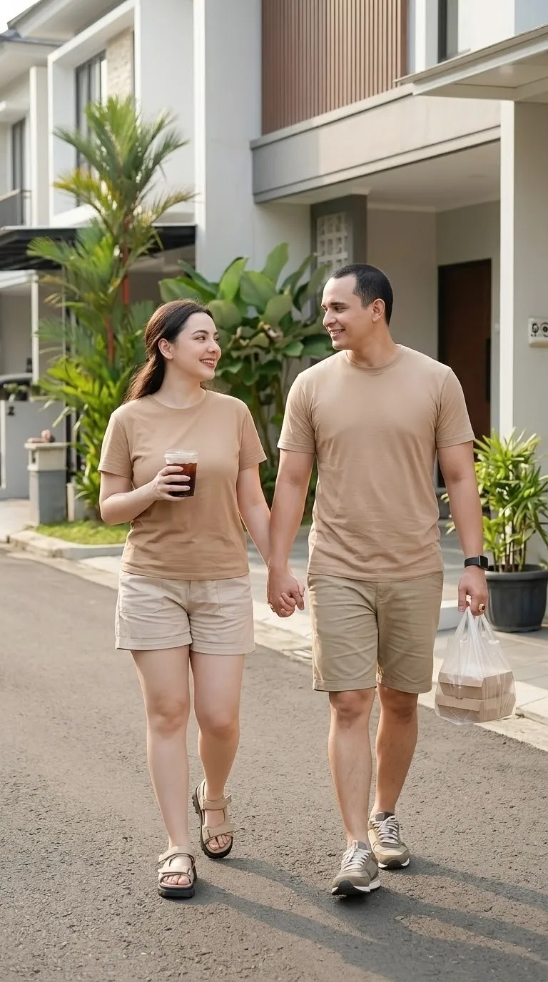 Photorealistic Indonesian Morning Walk for a Couple