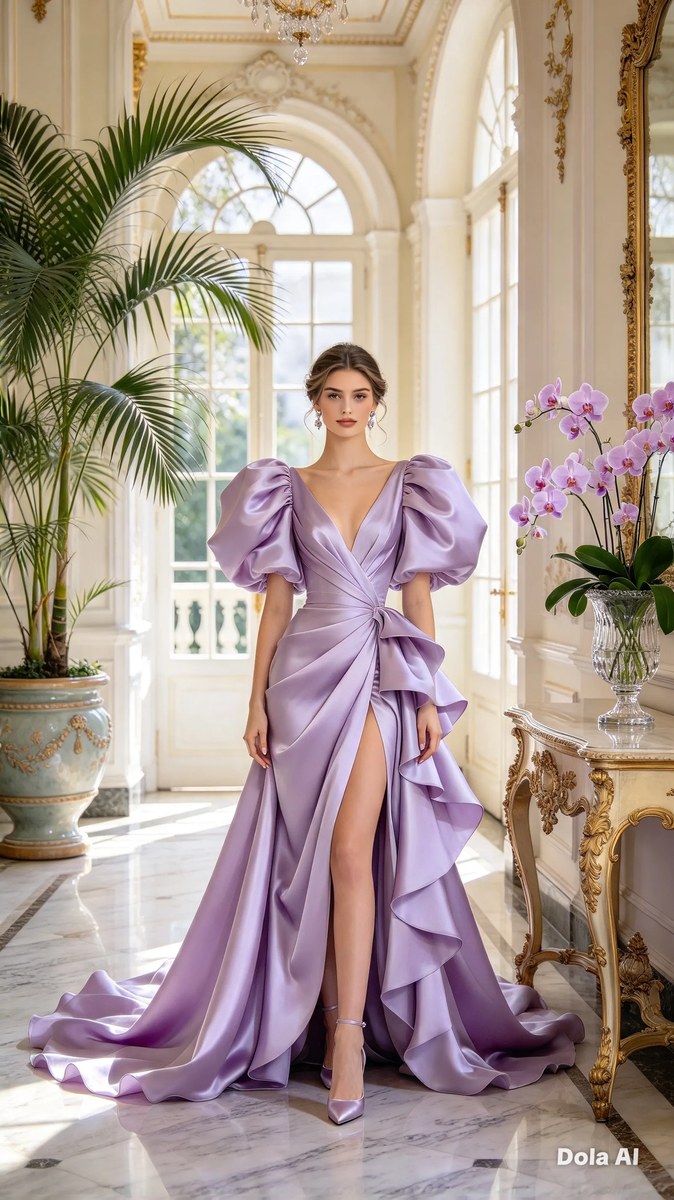 Lavender Gown in a Palace Hallway output 4