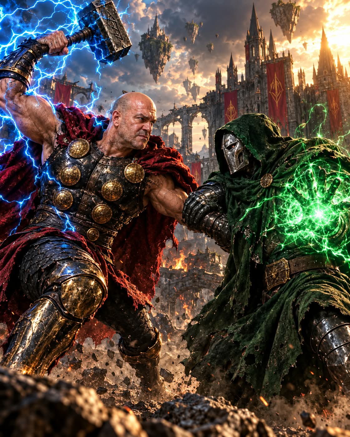 Cinematic Fantasy Battle Between Two Warriors output 2