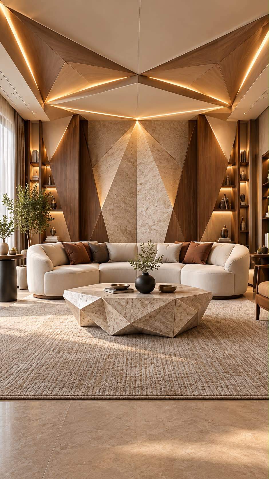 Origami Architecture: Luxury Living Room Transformation