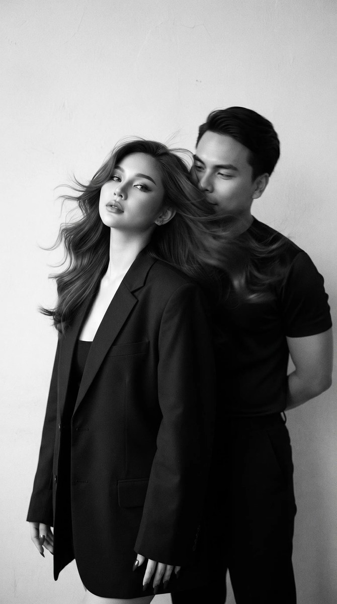 Dark Romantic Black-and-White Couple Editorial Portrait output 5