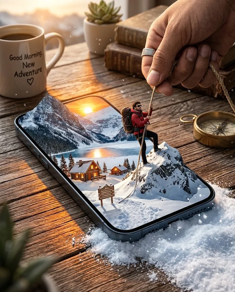 Snowy Mountain Adventure Inside a Smartphone
