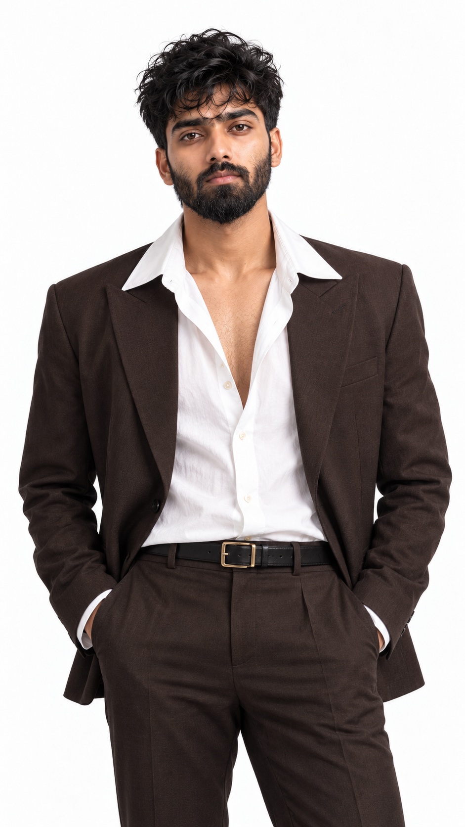 Chocolate Suit Fashion Editorial Portrait output 1