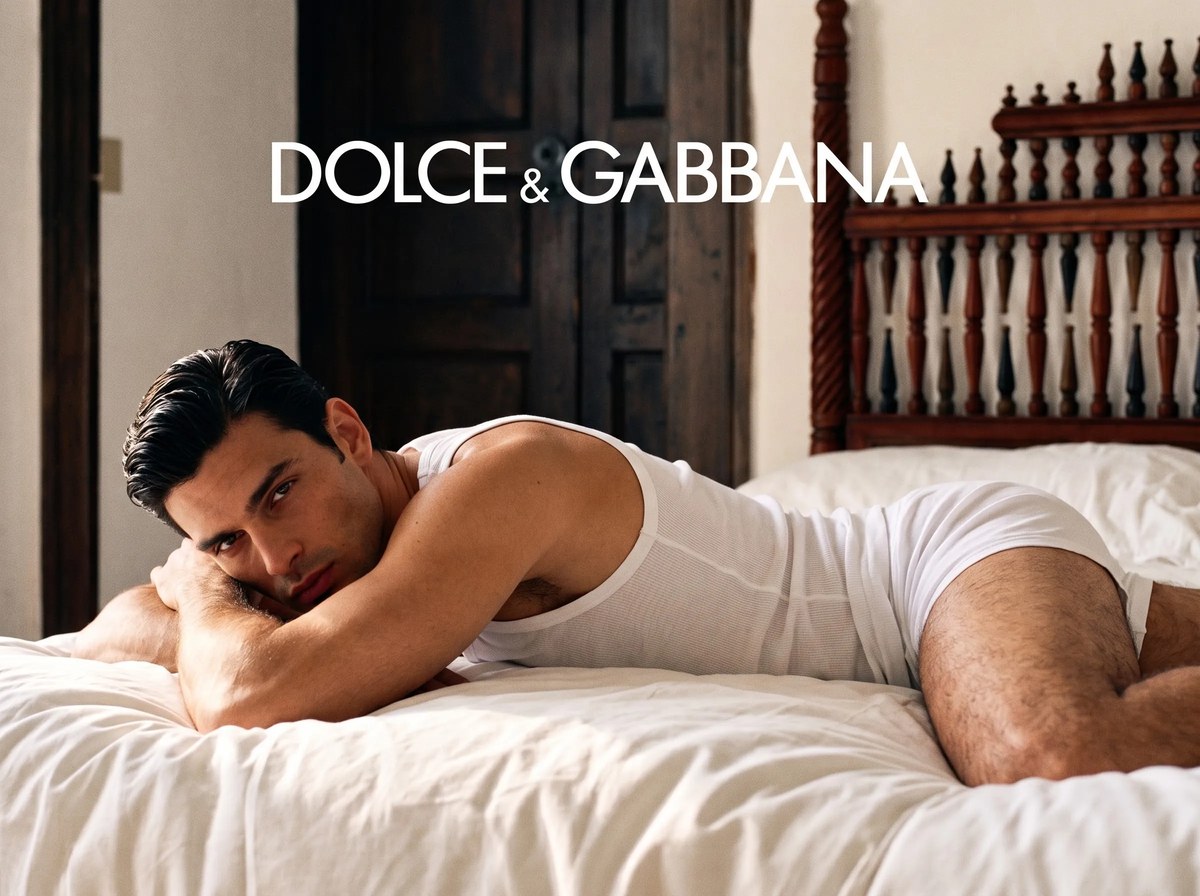 Luxury Fashion Campaign Portrait on an Unmade Bed output 1