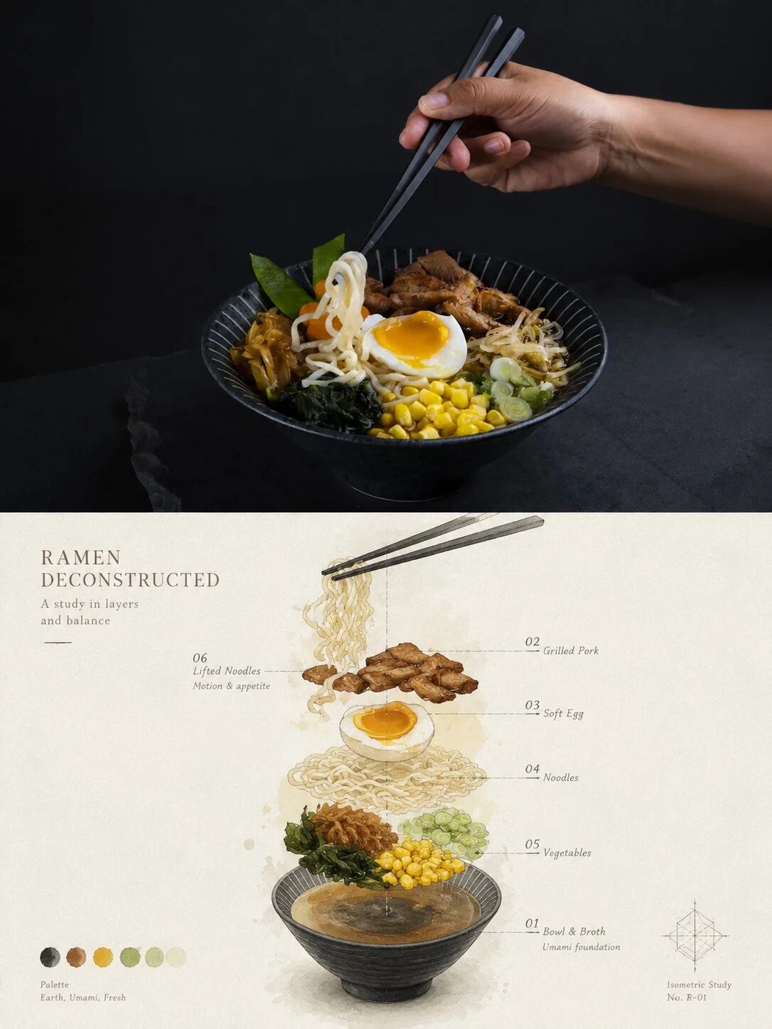 Isometric Watercolor Deconstruction Poster output 3