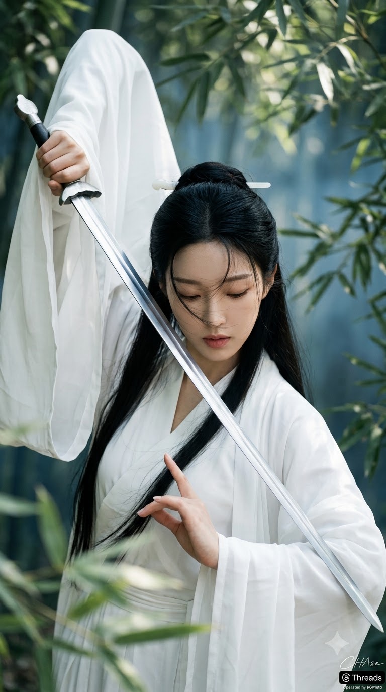 Cinematic Wuxia Portrait in a Bamboo Forest output 2